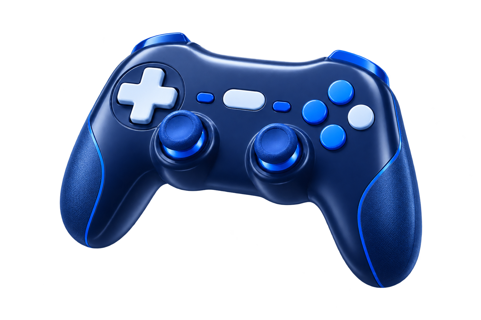 A navy and blue game controller