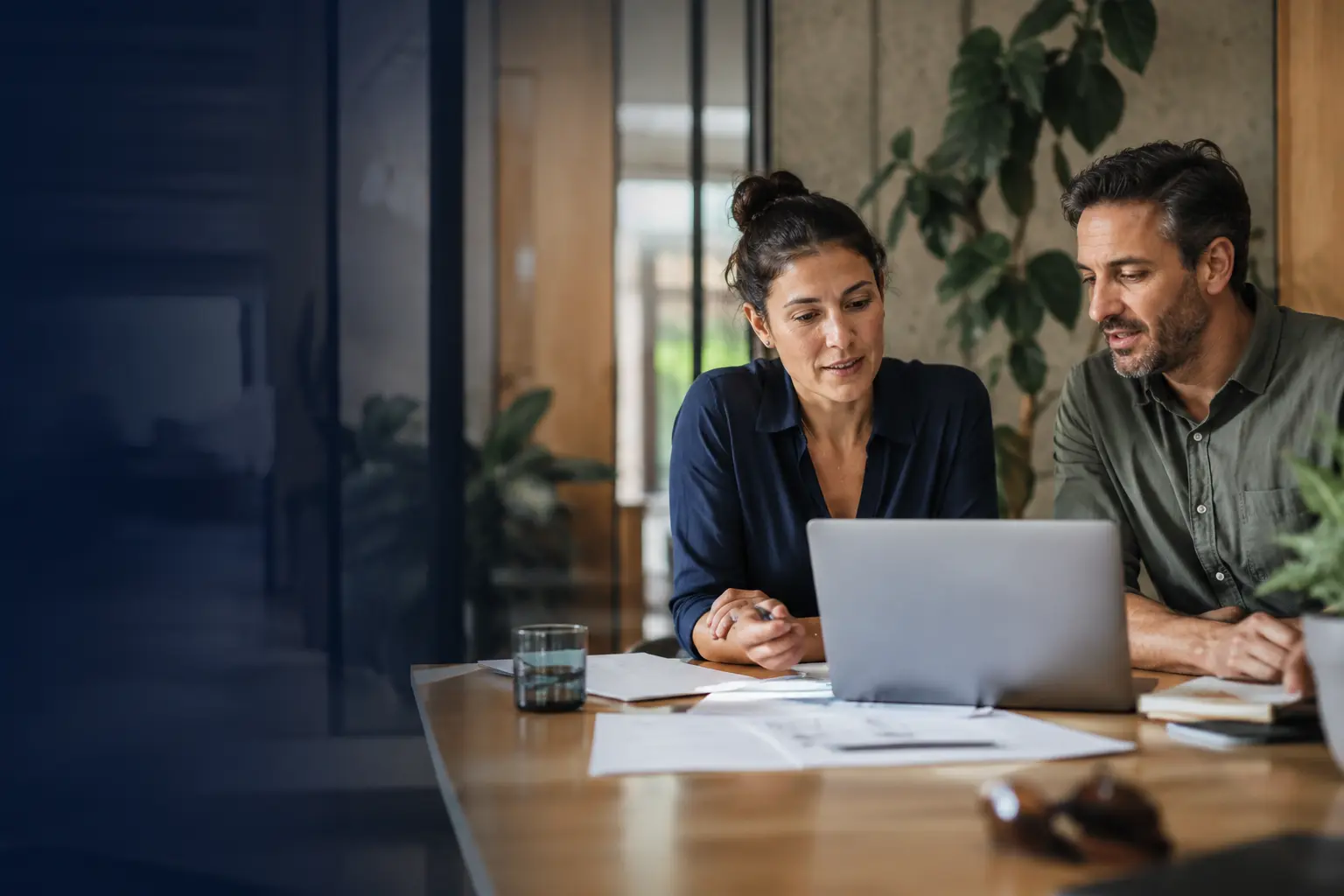 Hiring colleagues reviewing candidates together